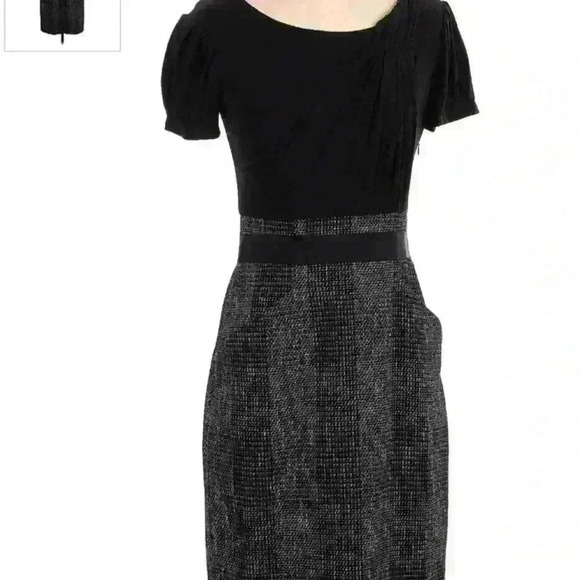 Max & Cleo Black Geometric Print Dress | Draped Neckline | Office | Size 6 - Picture 1 of 6